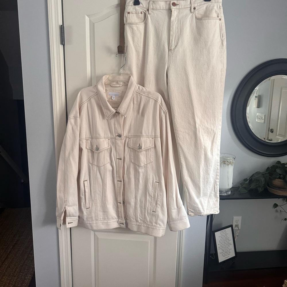 LOFT Light Beige Denim Jacket and jeans set
